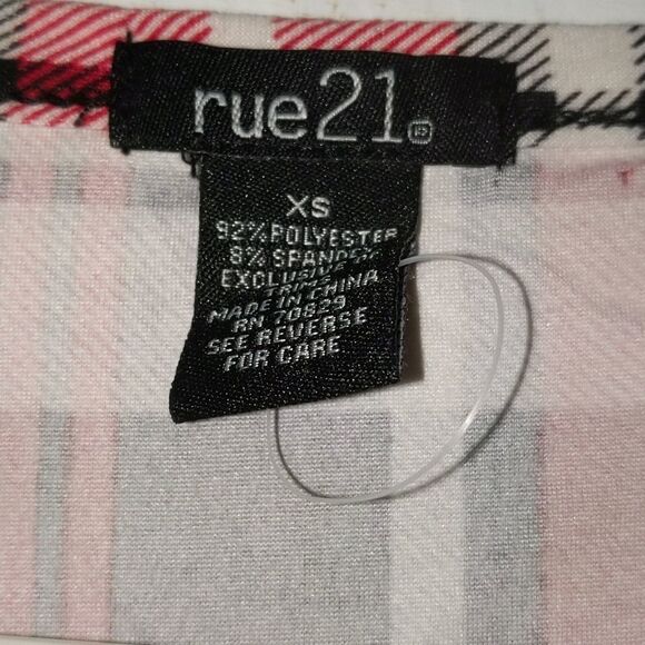 Rue 21 red black plaid shirt Sz XS NWOT - Picture 4 of 5